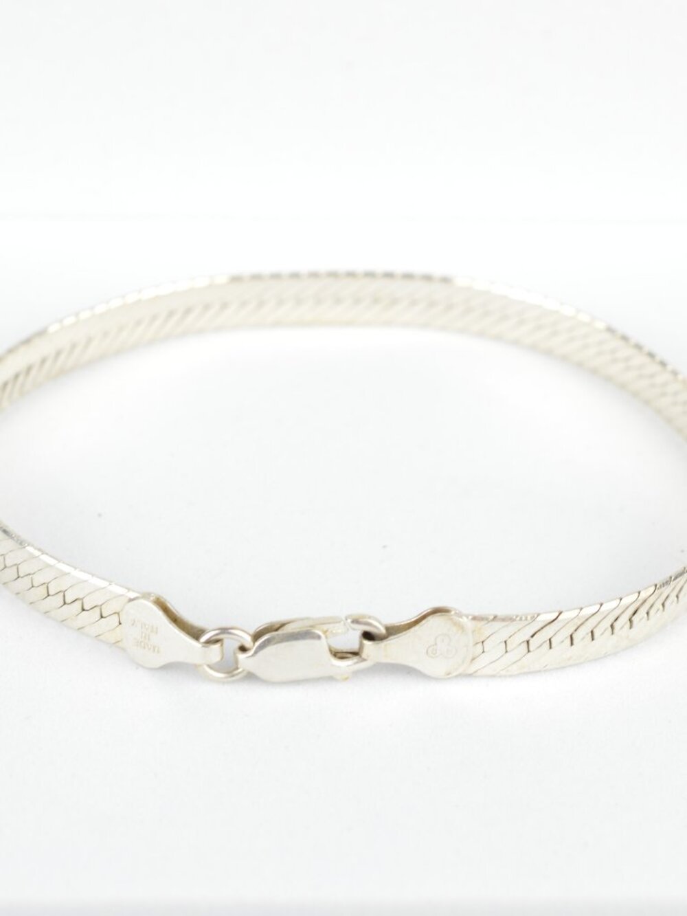 Italy 925 Sterling Silver Liquid Herringbone Flat Chain Bracelet 7.5" 6.7g JCM